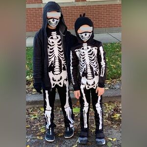Skeleton Costume Hooded One Piece with Face Mask